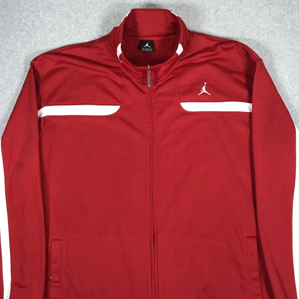 Jordan Jacket Mens XXL Red White Full Zip Jumpman Track Mock Neck